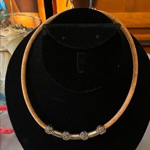 Authentic Cork Choker w/Pewter Tone Rosettes & Spacers Purchased in Portugal
